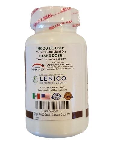 Lenico Comercializadora ChupaMas 60 Capsules Ginger, Green Tea, Prune, Artichoke Lenico ComercializadoraBuy Supplements Australia