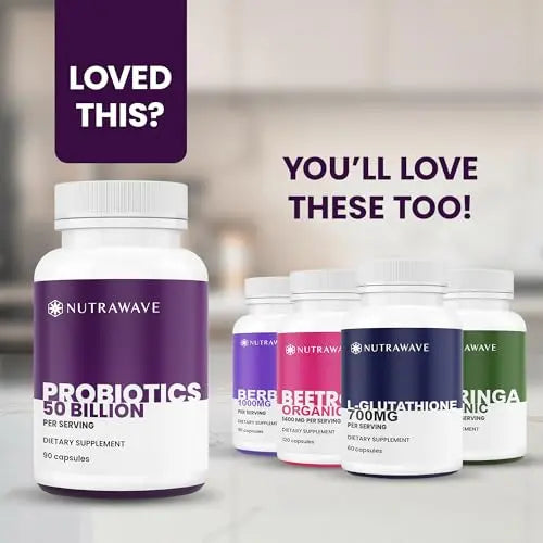 Nutrawave 50 Billion Probiotics for Women & Men, 15 Strains Active Culture. Relieves Bloating & Constipation, Improved Digestion & Gut Health Supplement, Vegan. 60 Powerful Small Capsules. Nutra WaveBuy Supplements Australia