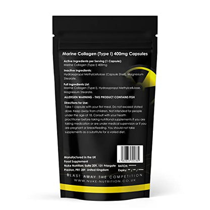Nuke Nutrition Marine Collagen Capsules - 400mg - 60 Capsules - High Strength Collagen Nuke NutritionBuy Supplements Australia