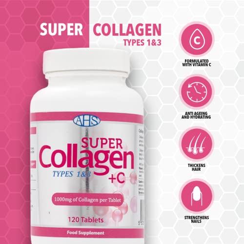 AHS Super Collagen + Vitamin C Tablets 120 Tablets - 6000mg Collagen per Serving - 1 Month Supply AHSBuy Supplements Australia