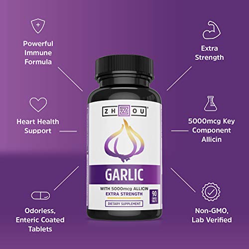 Zhou Nutrition Garlic Supplement With Allicin, Extra Strength 5000mcg Allicin Per Serving Zhou NutritionBuy Supplements Australia