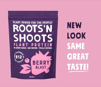 Roots 'n Shoots Vegan Protein, Shake, Berry Flavour, with Added B12, 26g Protein ROOTS 'N SHOOTSBuy Supplements Australia