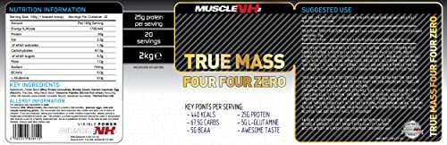 MuscleNh2 True Mass Four Four Zero Mass Gainer Protein Powder, High Calories and Protein MuscleNh2Buy Supplements Australia