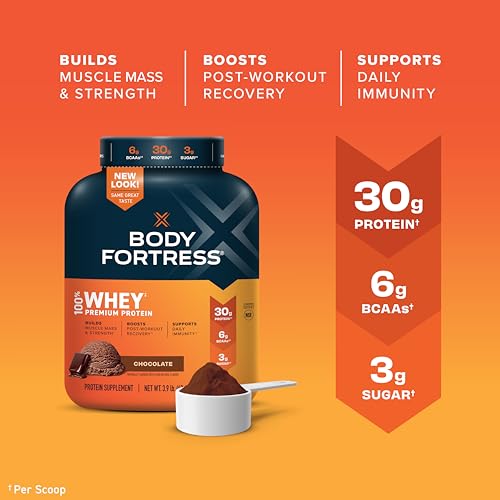 Body Fortress 100% Whey, Premium Protein Powder, Chocolate, 3.9lbs Packaging May Body FortressBuy Supplements Australia
