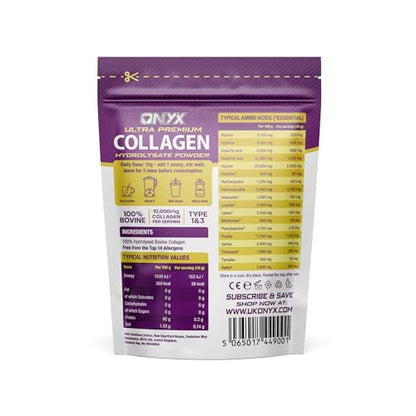 Premium Collagen Powder (Type I, III) Hydrolysed Bovine Collagen Peptides Powder - Halal Certified ONYX INGREDIENTS 101Buy Supplements Australia