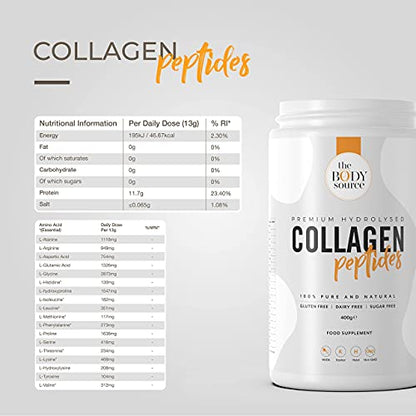 The Body Source Premium Hydrolysed Collagen Powder – 400g Unflavoured Bovine Collagen The Body SourceBuy Supplements Australia