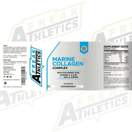 Marine Collagen 1000mg - Type 1 Hydrolysed Collagen - Enhanced with Hyaluronic Acid, Vitamin C Freak AthleticsBuy Supplements Australia