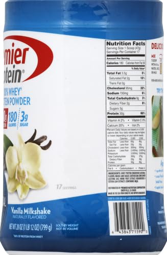 Premier Protein Powder, Vanilla Milkshake, 30g Protein, 1g Sugar, 100% Whey Protein Premier ProteinBuy Supplements Australia
