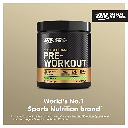 Optimum Nutrition Gold Standard Pre Workout Green Apple Flavoured Powder, 330g Optimum NutritionBuy Supplements Australia