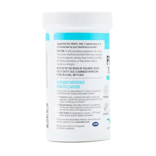 NatureWise Probiotics 70 Billion CFU - 17 Strains + Organic Prebiotics - Immune, Digestive & Gut Health Support for Women & Men - Vegetarian, Gluten-Free, Non-GMO - 60 Capsules[2-Month Supply] NatureWiseBuy Supplements Australia