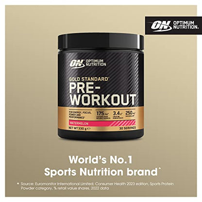 Optimum Nutrition Gold Standard Pre Workout Watermelon Flavoured Powder, 330g Optimum NutritionBuy Supplements Australia