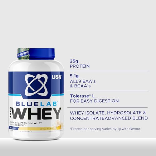 USN Blue Lab Whey Protein Powder: Vanilla - Whey Protein 2kg - Post-Workout USNBuy Supplements Australia