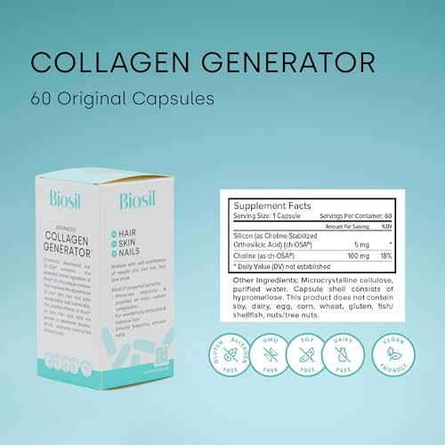 Biosil Collagen Generator - 60 Capsules - with Patented ch-OSA Complex - Generates & Protects BioSilBuy Supplements Australia