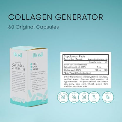 Biosil Collagen Generator - 60 Capsules - with Patented ch-OSA Complex - Generates & Protects BioSilBuy Supplements Australia
