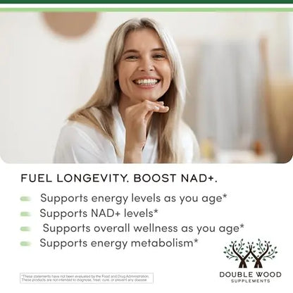 Double Wood Supplements NMN (Nicotinamide Mononucleotide) 250mg, 60 Capsules - 30 Servings, Gluten Free Double Wood SupplementsBuy Supplements Australia