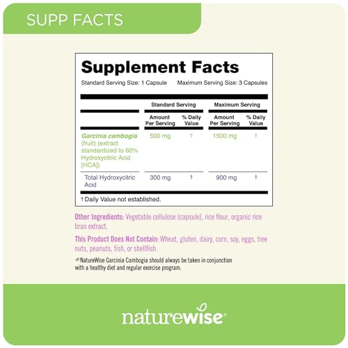 Naturewise Garcinia Cambogia with Pure Garcinia Cambogia Extract, 60% HCA Concentrati NatureWiseBuy Supplements Australia
