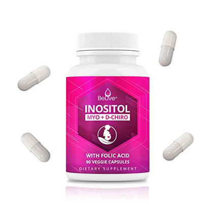 BeLive Myo-Inositol & D-Chiro Inositol Capsules - 90Ct I Inositol Supplement with Folic BeLiveBuy Supplements Australia