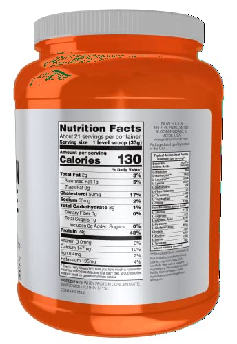 NOW Sports Nutrition, Whey Protein Concentrate, 24 g With BCAAs, Unflavored Powder NOWBuy Supplements Australia
