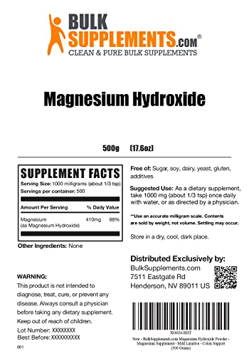 BulkSupplements.com Magnesium Hydroxide Powder - Magnesium Supplement BULKSUPPLEMENTS.COMBuy Supplements Australia