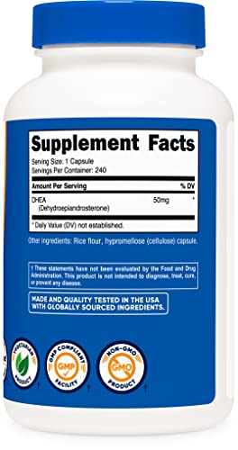 Nutricost DHEA 50mg, 240 Capsules - Gluten Free, Soy Free, Non-GMO, Supplement NutricostBuy Supplements Australia