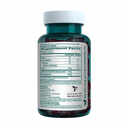 NEURIVA Original Brain Supplement for Memory, Focus & Concentration + Learning & Accuracy with Clinically Tested Nootropics Phosphatidylserine and Neurofactor, Strawberry Flavor, 50 Gummies NEURIVABuy Supplements Australia
