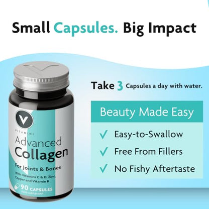Premium Advanced Collagen Complex for Joint and Bone Health – High Strength Marine Collagen with Vitamin D3, Zinc, and Copper V VitaminiBuy Supplements Australia