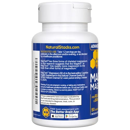 MagTech Magnesium Complex for Women & Men - 3 Forms of Magnesium: Glycinate, Magtein L-Threonate & Taurate - 200mg Chelated Complex NATURAL STACKS canada supplements