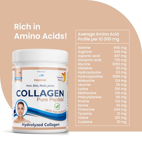 Swedish Nutra Powder Marine Collagen - Pack of 300g, 30 Day Supply | Minimize Fine Lines, Wrinkles & Improve Skin Elasticity | High Absorption Rate Swedish NutraBuy Supplements Australia