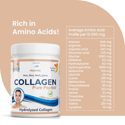 Swedish Nutra Powder Marine Collagen - Pack of 300g, 30 Day Supply | Minimize Fine Lines, Wrinkles & Improve Skin Elasticity | High Absorption Rate Swedish NutraBuy Supplements Australia