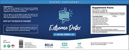 Bella All Natural Extreme Detox - Colon Cleanse and Full Body Detox - 60 Caps Bella All NaturalBuy Supplements Australia