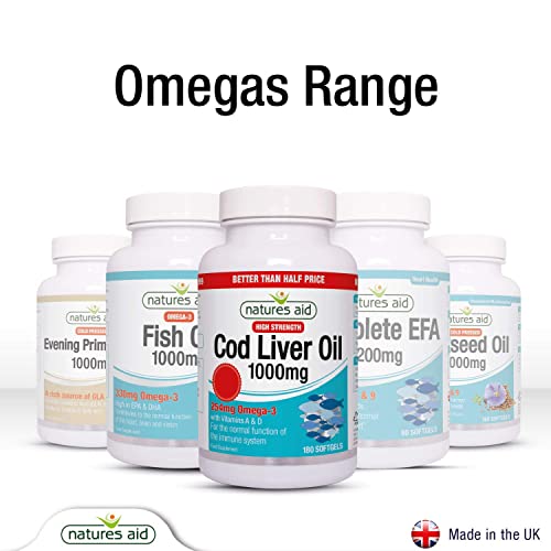 Natures Aid Cod Liver Oil, 1000 mg, 180 Softgel Capsules (High Strength, 254 mg Omega natures aidBuy Supplements Australia