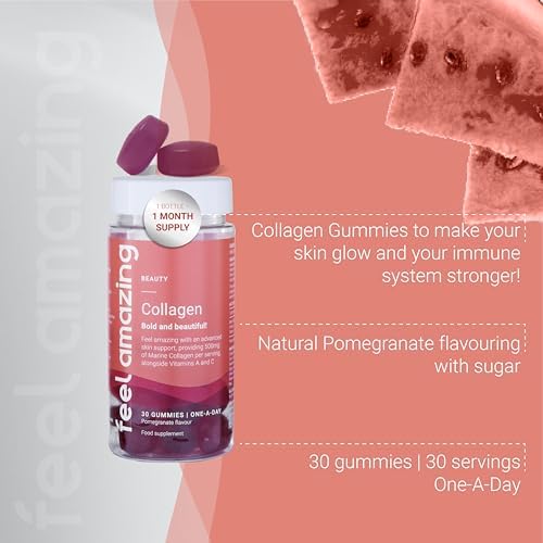 Collagen Gummies with Vitamins A and C, 500mg of Marine Collagen Per Serving, Advanced Skin Support, Feel AmazingBuy Supplements Australia