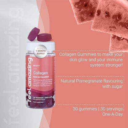 Collagen Gummies with Vitamins A and C, 500mg of Marine Collagen Per Serving, Advanced Skin Support, Feel AmazingBuy Supplements Australia