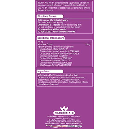 Natures Aid Bio360 Kidz Pro-5 (5 Billion Bacteria) from Natures Aid, Children's Microbiotic natures aidBuy Supplements Australia