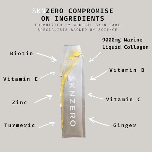 Marine Collagen Liquid 9000mg High Strength Supplement +Biotin, Vitamin B, C, E, Zinc & Turmeric & Ginger SKNZEROBuy Supplements Australia