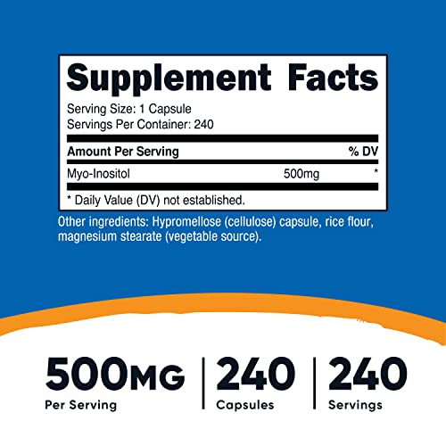 Nutricost Inositol Capsules 500mg, 240 Capsules - Veggie Capsules, Non-GMO, Gluten NutricostBuy Supplements Australia