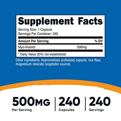 Nutricost Inositol Capsules 500mg, 240 Capsules - Veggie Capsules, Non-GMO, Gluten NutricostBuy Supplements Australia