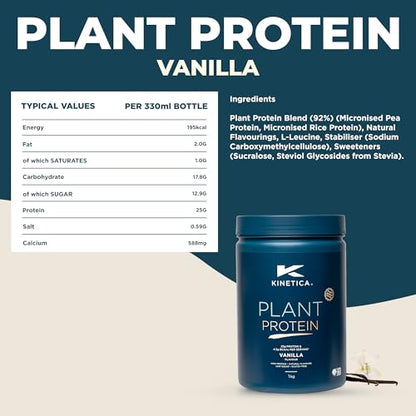 Kinetica Vanilla Flavour Plant Protein 1kg | Blend of Pea and Rice Protein | Vegan KineticaBuy Supplements Australia