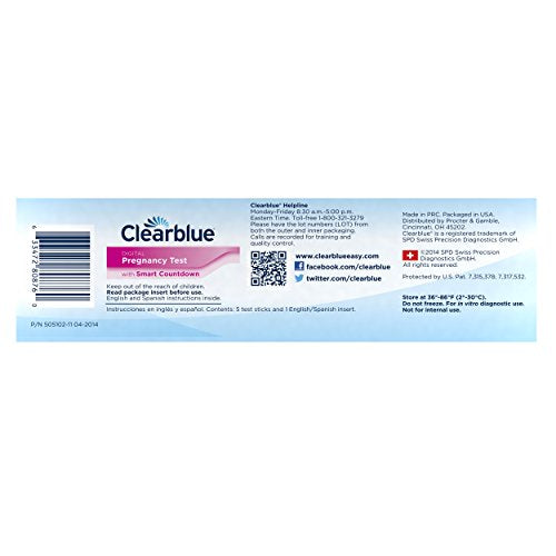 Clearblue Digital Pregnancy Test with Smart Countdown, Multi, 5 count ClearblueBuy Supplements Australia