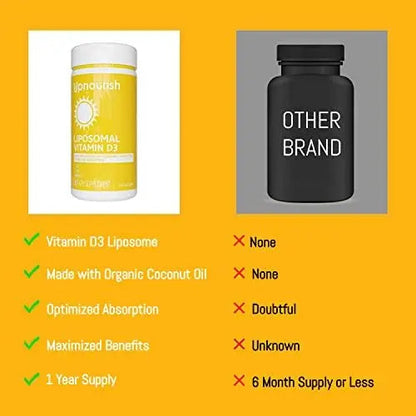 UpNourish Liposomal Vitamin D3 5000 IU Softgels - 1 Year Supply | Organic Coconut Oil Infused Vitamin D Supplements - Support Bone, Dental, Heart, Mood & Immune Health - Non GMO Gluten Free - 365 ct UpNourish buy supplements Au
