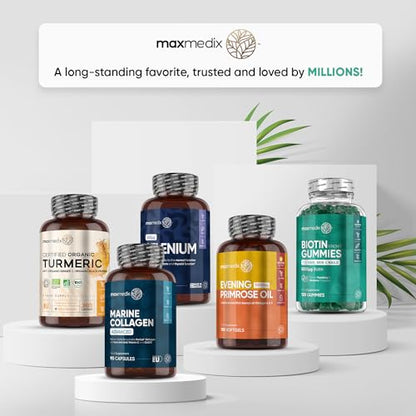 Biotin Gummies 5000mcg - with Vitamin A, B, C, D, E & Selenium – 120 Hair Nails and Skin maxmedixBuy Supplements Australia