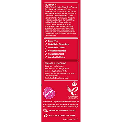 Natures Aid Mini Drops Multi-vitamin for Infants and Children, Sugar Free, 50 ml Natures AidBuy Supplements Australia