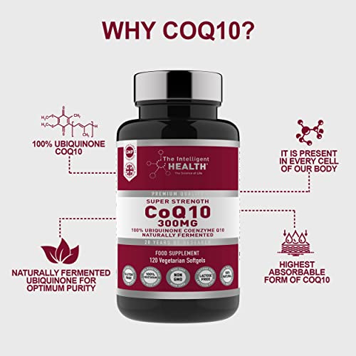 Ubiquinone Coenzyme Q10 300mg Softgel Capsules, 120 Super Strength Vegan Friendly The Intelligent HealthBuy Supplements Australia