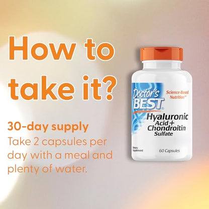 Doctor's Best, Hyaluronic Acid with Chondroitin Sulphate and Collagen, 60 Capsules, Gluten Free, SOYA Free Doctor's BESTBuy Supplements Australia