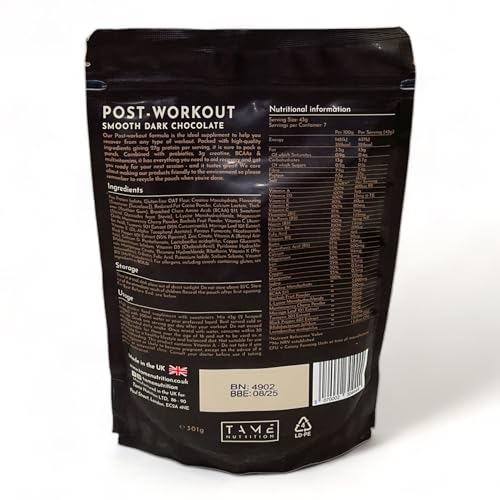 Vegan Post Workout Protein Powder | Dark Chocolate | 301g | Tame Nutrition Tame NutritionBuy Supplements Australia
