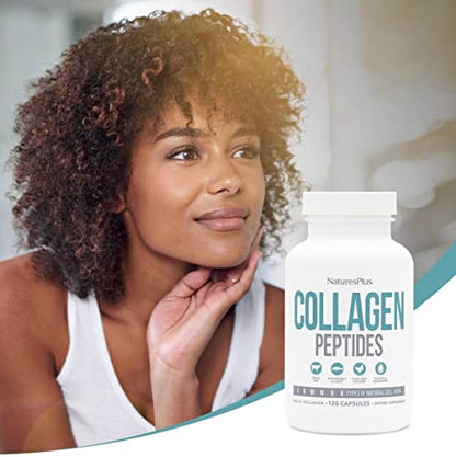 NaturesPlus Collagen Peptides Capsules - Premium Hydrolysed Collagen Supplement Type I, II, III, IV, V and X - Non-GMO, Gluten Free - 90 Capsules Nature's PlusBuy Supplements Australia