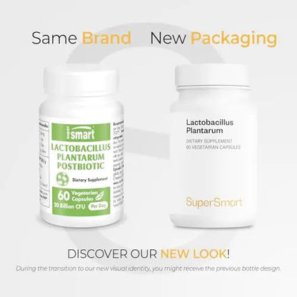 Supersmart - Lactobacillus Plantarum PostBiotic 20 Billion CFU per Day (Immuno-LP20) - Heat-Treated Probiotic Supplement | Non-GMO & Gluten Free - 60 Vegetarian Capsules Supersmart buy supplements Au