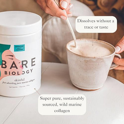 Bare Biology Collagen Powder, 300g/60 Servings - Skinful Pure Marine Collagen Supplement for Skin Bare BiologyBuy Supplements Australia