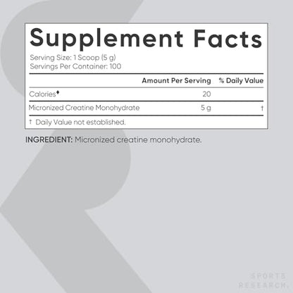 Sports Research Creatine Monohydrate - Gain Lean Muscle, Improve Performance Sports ResearchBuy Supplements Australia