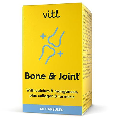 Vitl Bone & Joint Supplement - 60 Capsules - with Calcium, Manganese, Hydrolysed Type II Collagen & Turmeric - Maintenance for Joints, Bones VITLBuy Supplements Australia